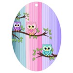 Owls Family Stripe Tree UV Print Acrylic Ornament Oval