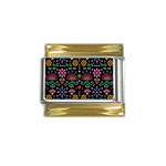 Mexican Folk Art Seamless Pattern Gold Trim Italian Charm (9mm)
