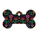 Mexican Folk Art Seamless Pattern Dog Tag Bone (One Side)