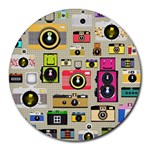 Retro Camera Pattern Graph Round Mousepad