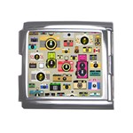 Retro Camera Pattern Graph Mega Link Italian Charm (18mm)