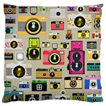 Retro Camera Pattern Graph Large Premium Plush Fleece Cushion Case (Two Sides)