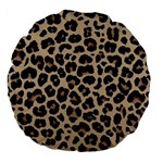 Leopard Animal Skin Patern Large 18  Premium Flano Round Cushions