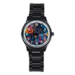 Wallet City Art Graffiti Stainless Steel Round Watch