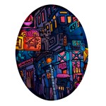 Wallet City Art Graffiti Oval Glass Fridge Magnet (4 pack)