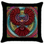 Colorful Owl Art Red Owl Throw Pillow Case (Black)