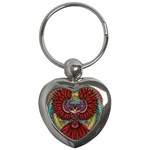 Colorful Owl Art Red Owl Key Chain (Heart)