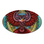 Colorful Owl Art Red Owl Oval Magnet
