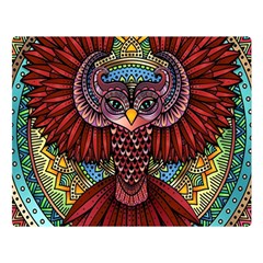 Colorful Owl Art Red Owl Two Sides Premium Plush Fleece Blanket (Large) from ArtsNow.com 80 x60  Blanket Back