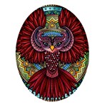 Colorful Owl Art Red Owl Oval Glass Fridge Magnet (4 pack)