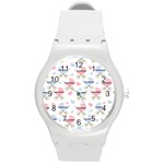 Pattern Stroller Carriage Texture Round Plastic Sport Watch (M)