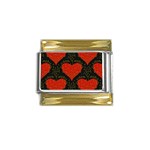 Love Hearts Pattern Style Gold Trim Italian Charm (9mm)