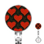 Love Hearts Pattern Style Stainless Steel Nurses Watch