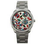 Flora Pattern Flower Sport Metal Watch