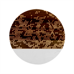 Hexagon Honeycomb Pattern Marble Wood Coaster (Round)