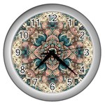 Floral Flora Flower Flowers Nature Pattern Wall Clock (Silver)