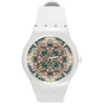 Floral Flora Flower Flowers Nature Pattern Round Plastic Sport Watch (M)