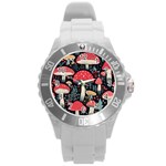 Mushrooms Psychedelic Round Plastic Sport Watch (L)
