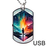 Starry Night Wanderlust: A Whimsical Adventure Dog Tag USB Flash (One Side)
