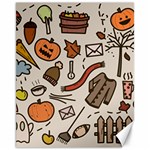 Halloween Doodle Autumn Pumpkin Canvas 11  x 14 