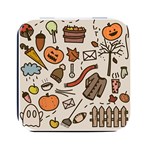 Halloween Doodle Autumn Pumpkin Square Metal Box (Black)