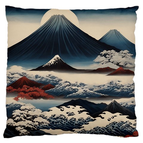 Hokusai Moutains Japan Standard Premium Plush Fleece Cushion Case (Two Sides) from ArtsNow.com Front