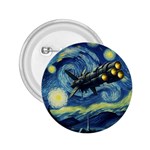 Spaceship Starry Night Van Gogh Painting 2.25  Buttons