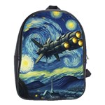Spaceship Starry Night Van Gogh Painting School Bag (XL)