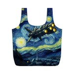 Spaceship Starry Night Van Gogh Painting Full Print Recycle Bag (M)