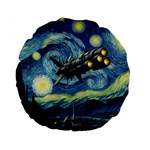 Spaceship Starry Night Van Gogh Painting Standard 15  Premium Flano Round Cushions