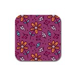 Flowers Petals Leaves Foliage Rubber Square Coaster (4 pack)
