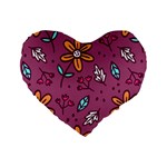 Flowers Petals Leaves Foliage Standard 16  Premium Heart Shape Cushions