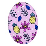 Flowers Petals Pineapples Fruit Oval Ornament (Two Sides)