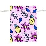 Flowers Petals Pineapples Fruit Lightweight Drawstring Pouch (XL)