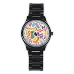Abstract Pattern Background Stainless Steel Round Watch