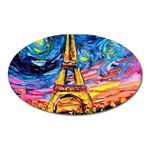 Eiffel Tower Starry Night Print Van Gogh Oval Magnet