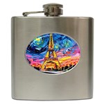 Eiffel Tower Starry Night Print Van Gogh Hip Flask (6 oz)