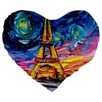 Eiffel Tower Starry Night Print Van Gogh Large 19  Premium Heart Shape Cushions