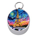 Eiffel Tower Starry Night Print Van Gogh Mini Silver Compasses
