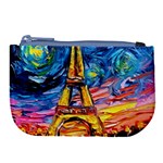 Eiffel Tower Starry Night Print Van Gogh Large Coin Purse