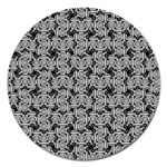 Ethnic symbols motif black and white pattern Magnet 5  (Round)