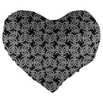 Ethnic symbols motif black and white pattern Large 19  Premium Flano Heart Shape Cushions