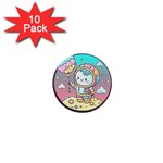 Boy Astronaut Cotton Candy Childhood Fantasy Tale Literature Planet Universe Kawaii Nature Cute Clou 1  Mini Buttons (10 pack) 