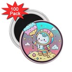 Boy Astronaut Cotton Candy Childhood Fantasy Tale Literature Planet Universe Kawaii Nature Cute Clou 2.25  Magnets (100 pack) 