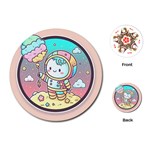 Boy Astronaut Cotton Candy Childhood Fantasy Tale Literature Planet Universe Kawaii Nature Cute Clou Playing Cards Single Design (Round)