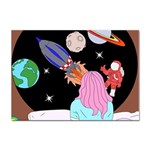 Girl Bed Space Planets Spaceship Rocket Astronaut Galaxy Universe Cosmos Woman Dream Imagination Bed Sticker A4 (10 pack)