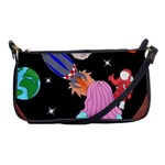 Girl Bed Space Planets Spaceship Rocket Astronaut Galaxy Universe Cosmos Woman Dream Imagination Bed Shoulder Clutch Bag