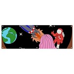 Girl Bed Space Planets Spaceship Rocket Astronaut Galaxy Universe Cosmos Woman Dream Imagination Bed Banner and Sign 12  x 4 