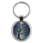 Tree Branches Mystical Moon Expressionist Oil Painting Acrylic Painting Abstract Nature Moonlight Ni Key Chain (Round)