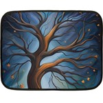 Tree Branches Mystical Moon Expressionist Oil Painting Acrylic Painting Abstract Nature Moonlight Ni Two Sides Fleece Blanket (Mini)